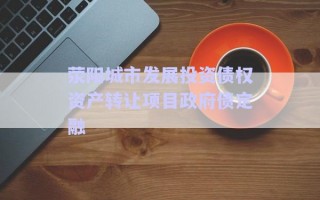 滎陽城市發(fā)展投資債權資產轉讓項目政府債定融
